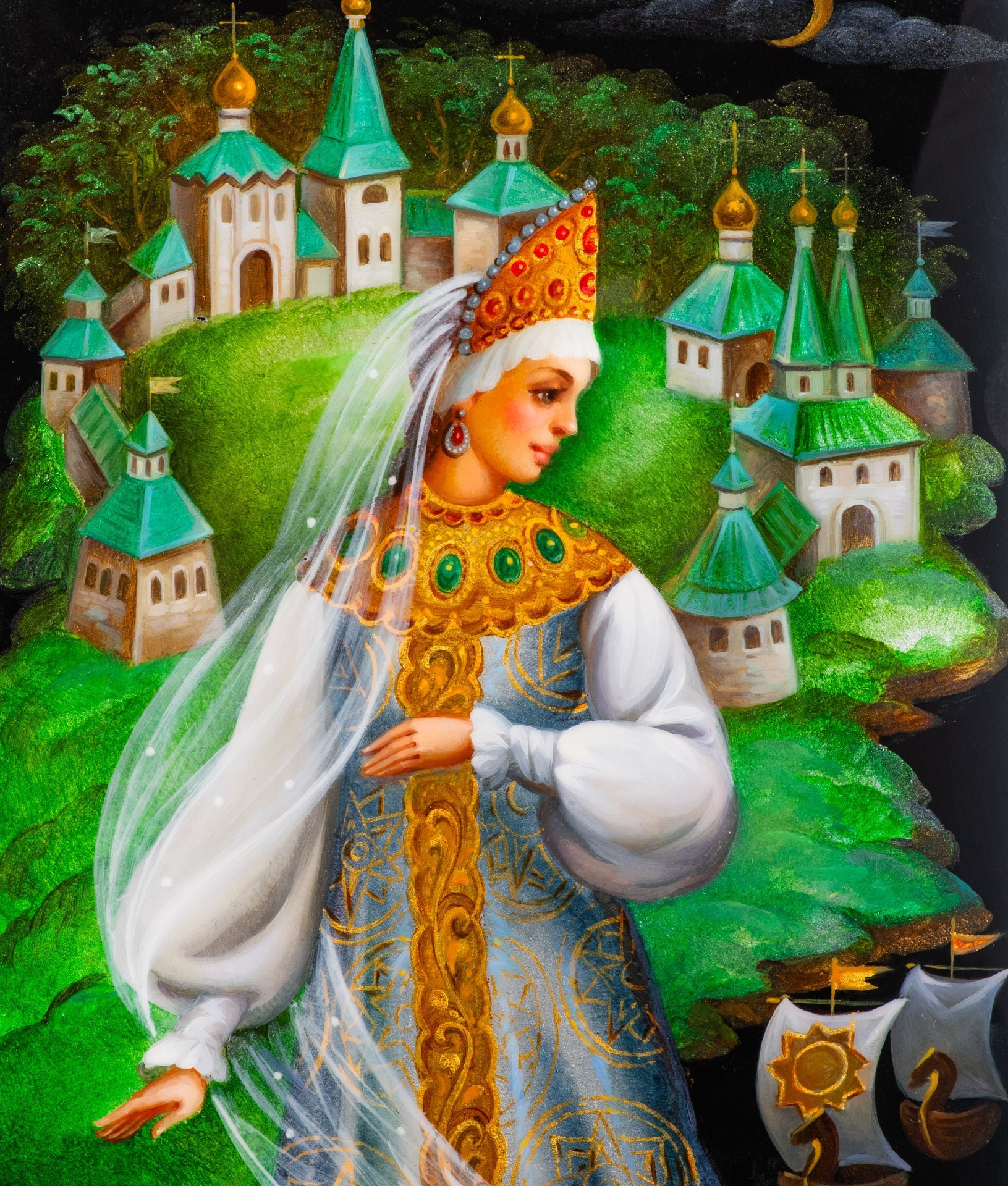 Шкатулка "Любава", автор Бобровник А.С., Федоскинская фабрика миниатюрной живописи (Федоскино)