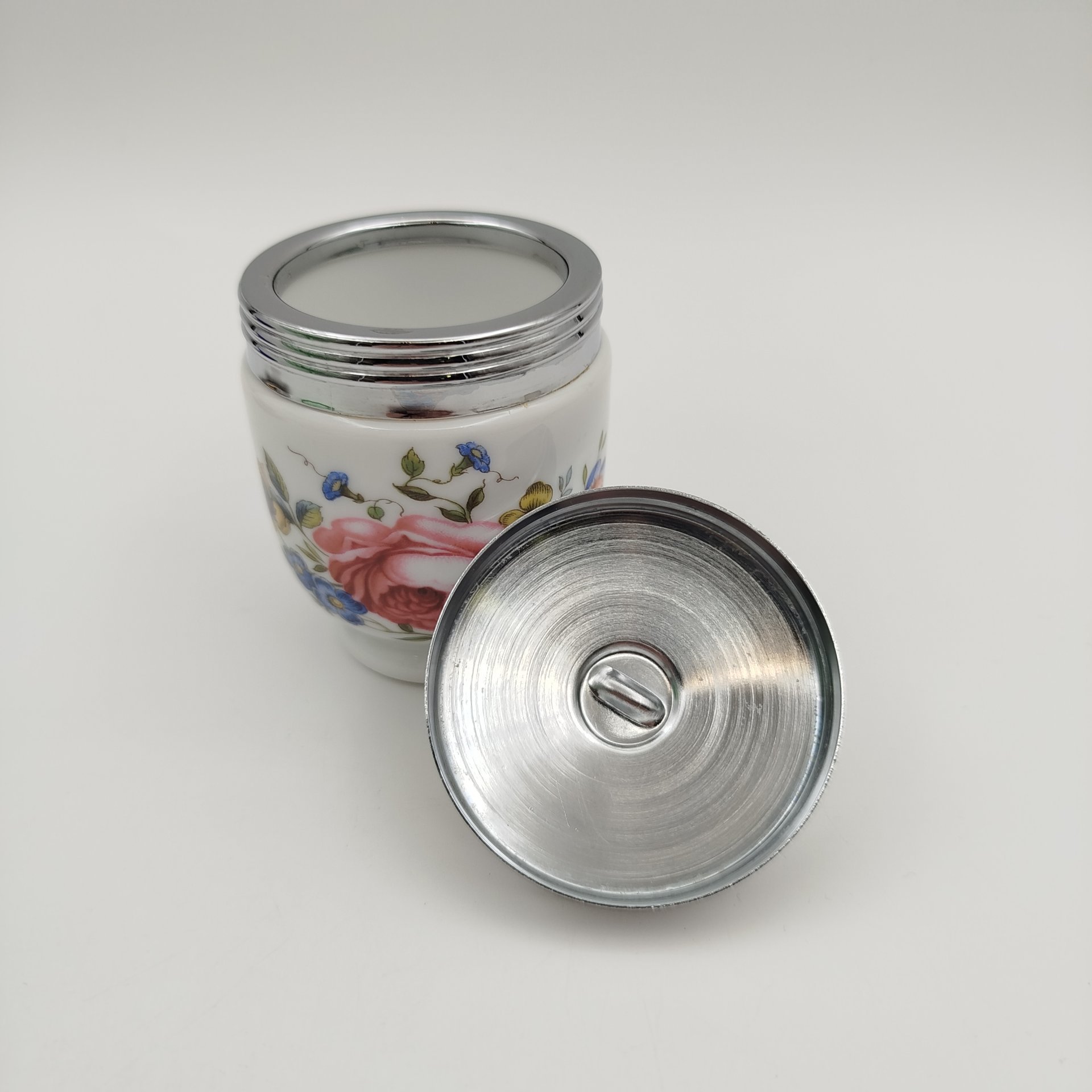 Кодлер с цветочным декором, фарфор, деколь, металл, Royal Worcester, Royal Worcester