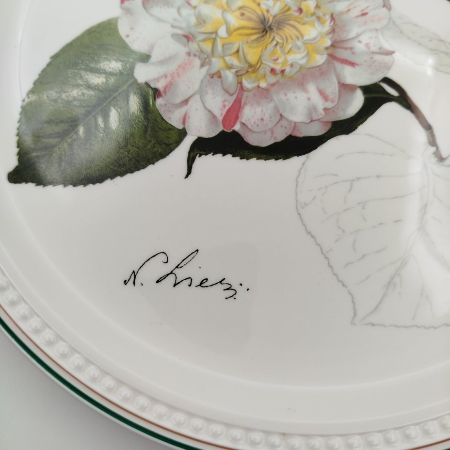 Тарелка декоративная (подвесная) с изображением "Camellia Picturata Bianca" из серии "Камелии", автор Nicolas Liex (Никола Лие), фарфор, деколь, Villeroy & Boch, Люксембург, 1995 г., Villeroy & Boch