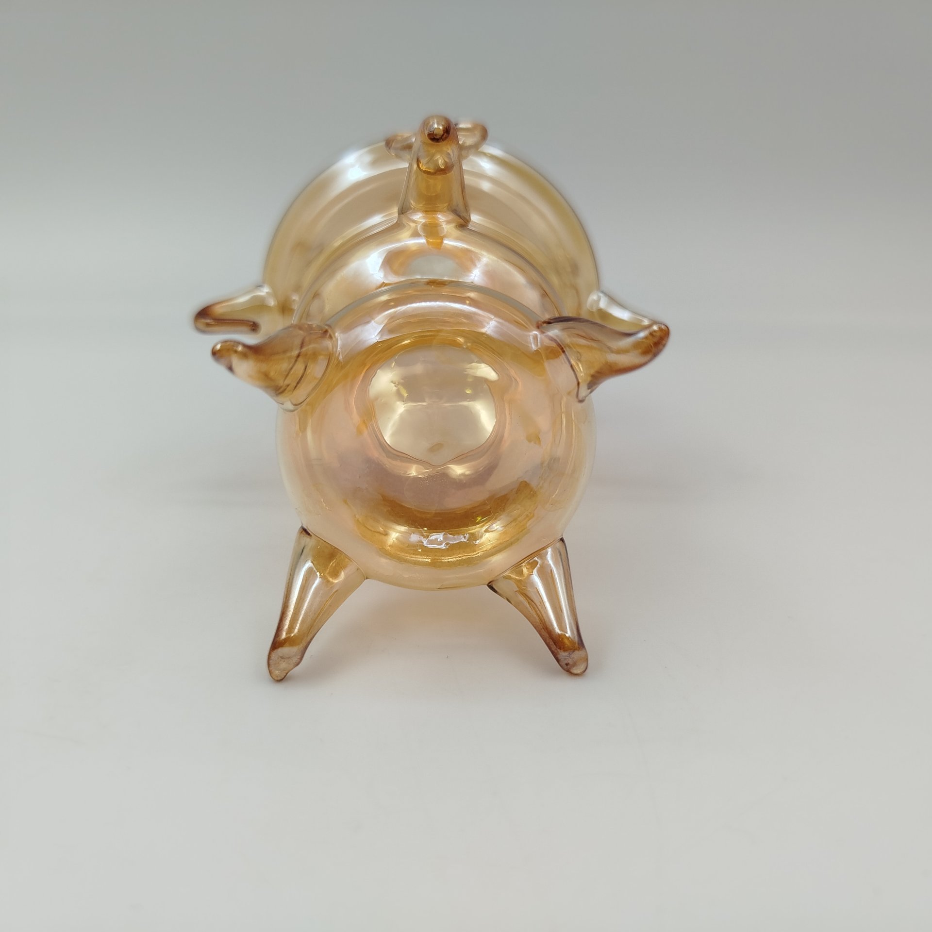 Статуэтка карамельного оттенка "Самовар", стекло, выдувка, СССР, 1970-1980 гг.