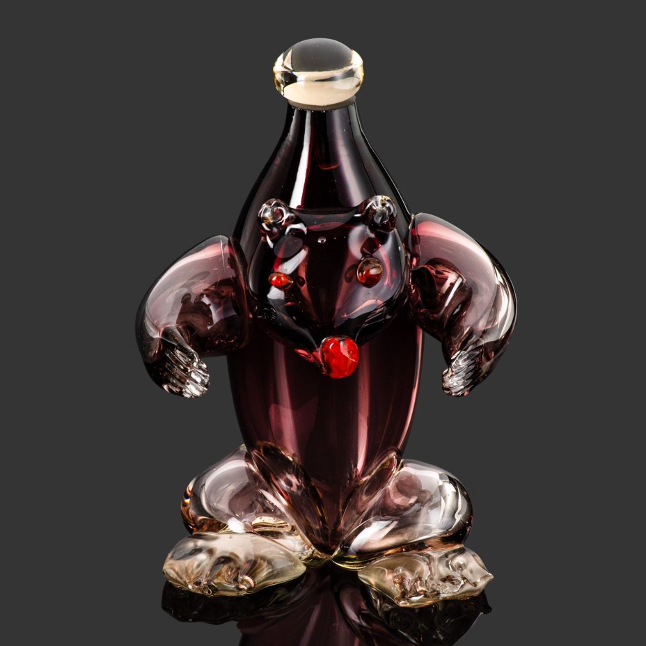 Штоф "Медведь", автор Мациевский Ярослав Григорович (?), стекло, гутная техника, Львовская керамико-скульптурная фабрика (ЛКСФ), СССР, 1970-1990 гг.