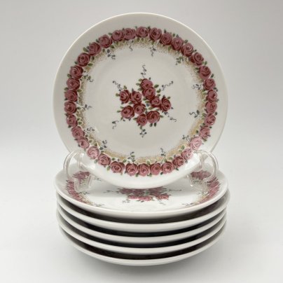 Набор из 6-ти розеток с цветочным декором, фарфор, деколь, золочение, Graf Von Henneberg Porzellan, 1777 Jlmenau, ГДР, 1973-1977 гг.