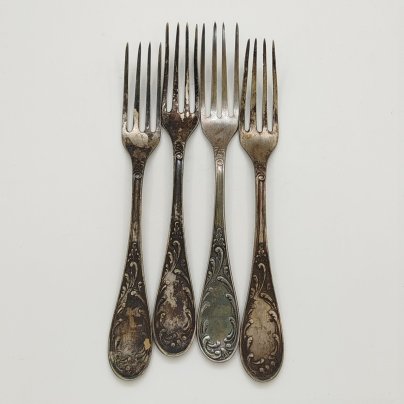 Набор из 4-х десертных вилок с флоральным декором