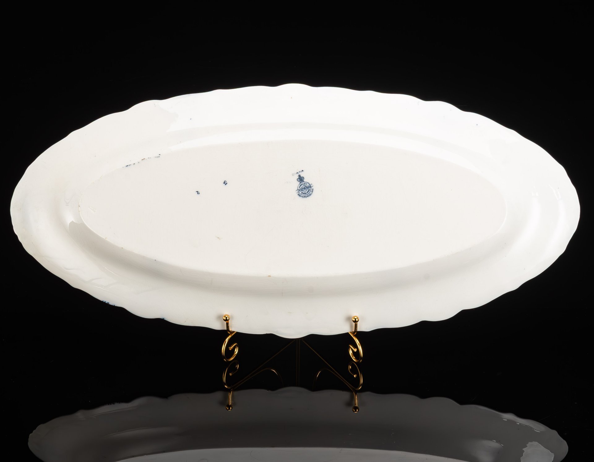 Блюдо овальной формы (большое) с цветочным декором в синей гамме, фаянс, деколь, J. & G. Meakin, Великобритания, 1907-1912 гг.