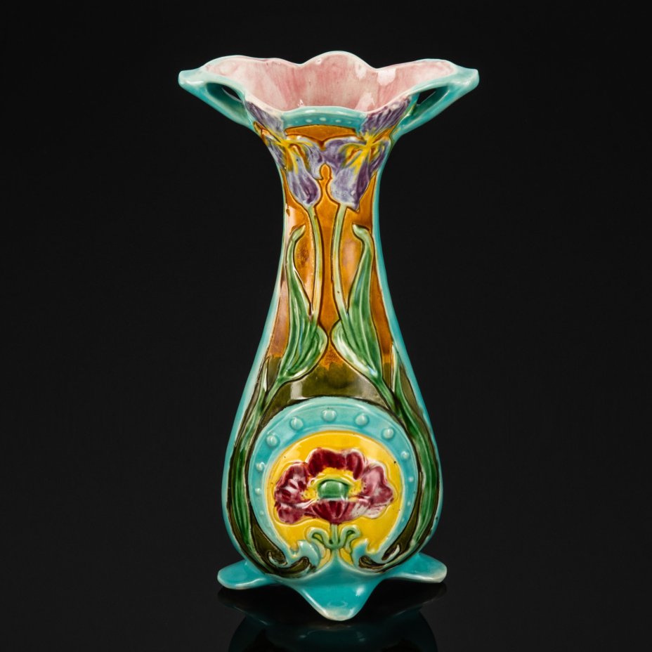Интерьерная ваза в стиле Art Nouveau с цветочным декором, керамика, роспись, Западная Европа, 1900-1920 гг.