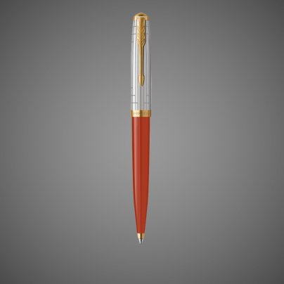 Шариковая ручка Parker 51 Premium Red GT и кожаный чехол на молнии, стержень: M, цвет чернил: black, в подарочной упаковке., Металлы: нержавеющая сталь, позолота, смола