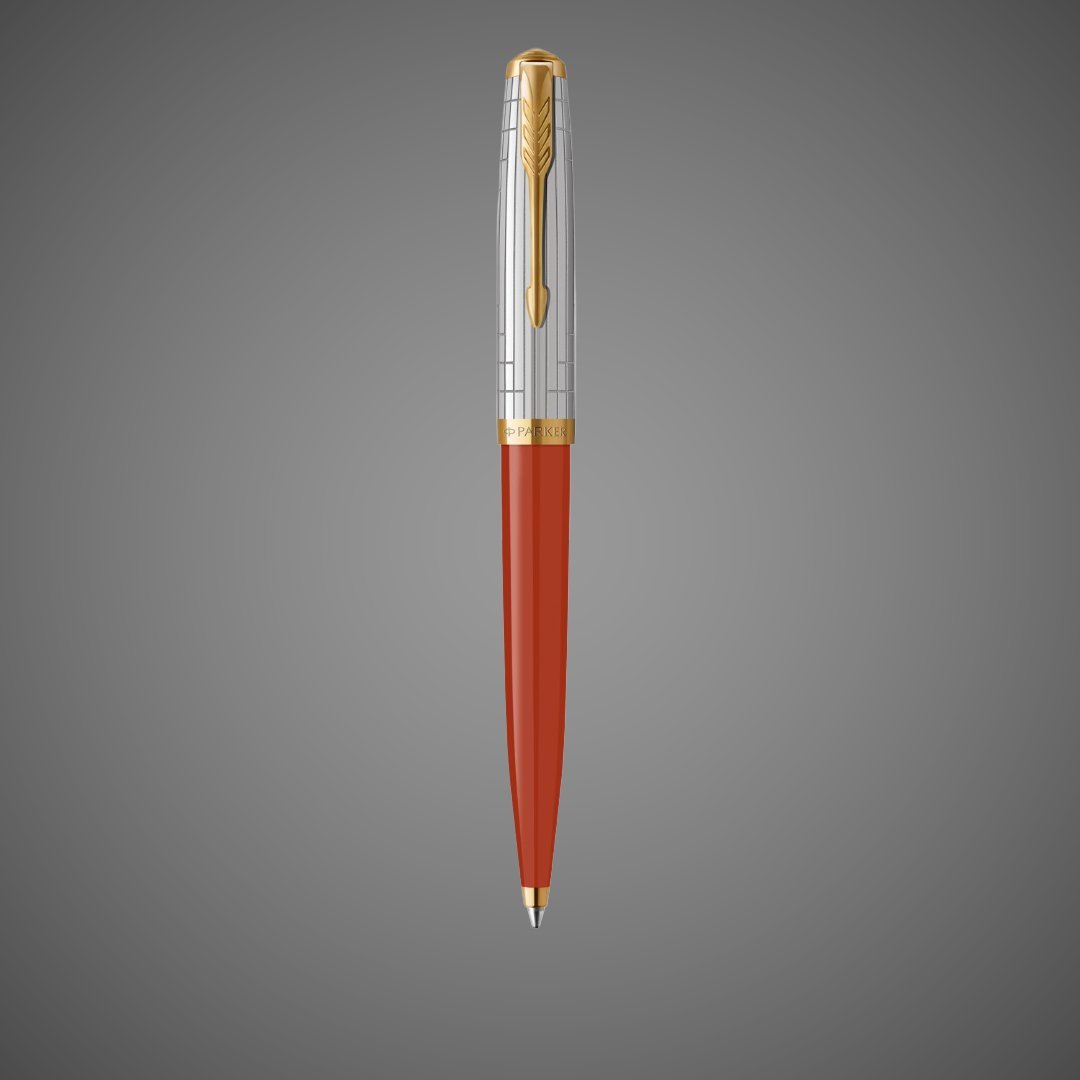 Шариковая ручка Parker 51 Premium Red GT и кожаный чехол на молнии, стержень: M, цвет чернил: black, в подарочной упаковке., Металлы: нержавеющая сталь, позолота, смола