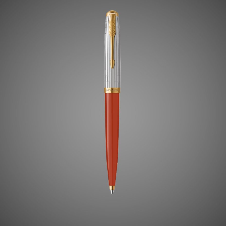 Шариковая ручка Parker 51 Premium Red GT и кожаный чехол на молнии, стержень: M, цвет чернил: black, в подарочной упаковке., Металлы: нержавеющая сталь, позолота, смола