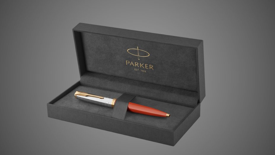 Шариковая ручка Parker 51 Premium Red GT и кожаный чехол на молнии, стержень: M, цвет чернил: black, в подарочной упаковке., Металлы: нержавеющая сталь, позолота, смола