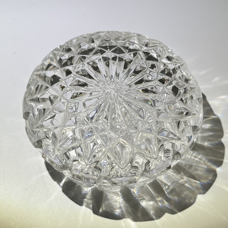 Шкатулка круглой формы для хранения украшений, хрусталь, СССР, 1970-1990 гг.