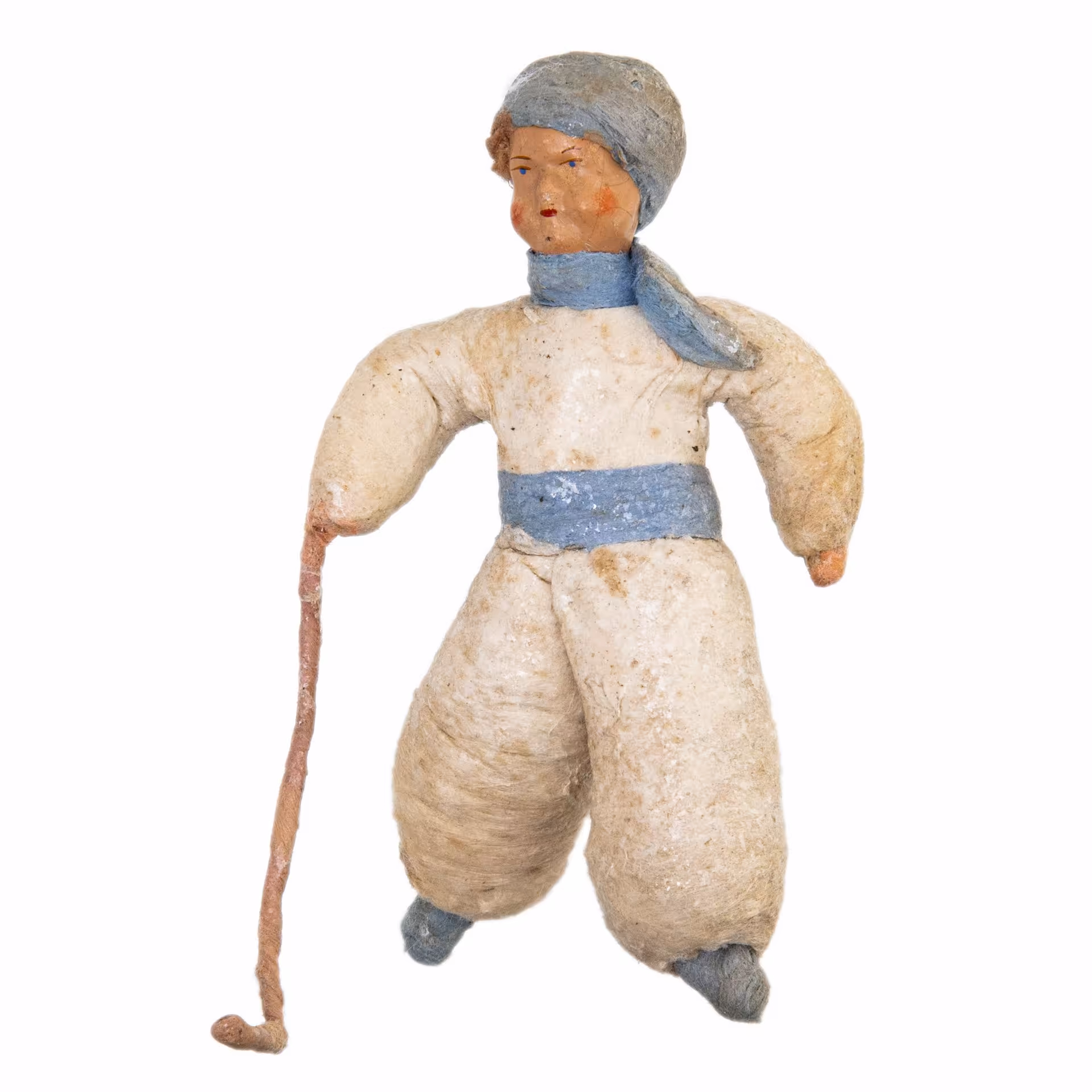 Игрушка "Хоккеист", вата, папье-маше, клейстер, роспись, СССР, 1930-1950 гг.