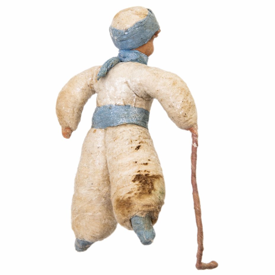 Игрушка "Хоккеист", вата, папье-маше, клейстер, роспись, СССР, 1930-1950 гг.