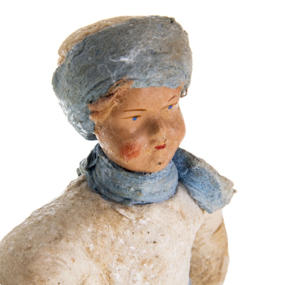 Игрушка "Хоккеист", вата, папье-маше, клейстер, роспись, СССР, 1930-1950 гг.