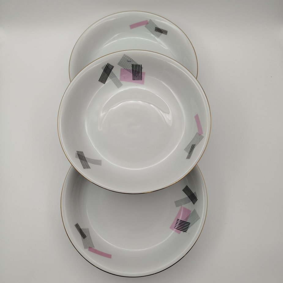 Набор из 6-ти суповых тарелок с геометрическим декором, Cornelia Loucky Carlsbad