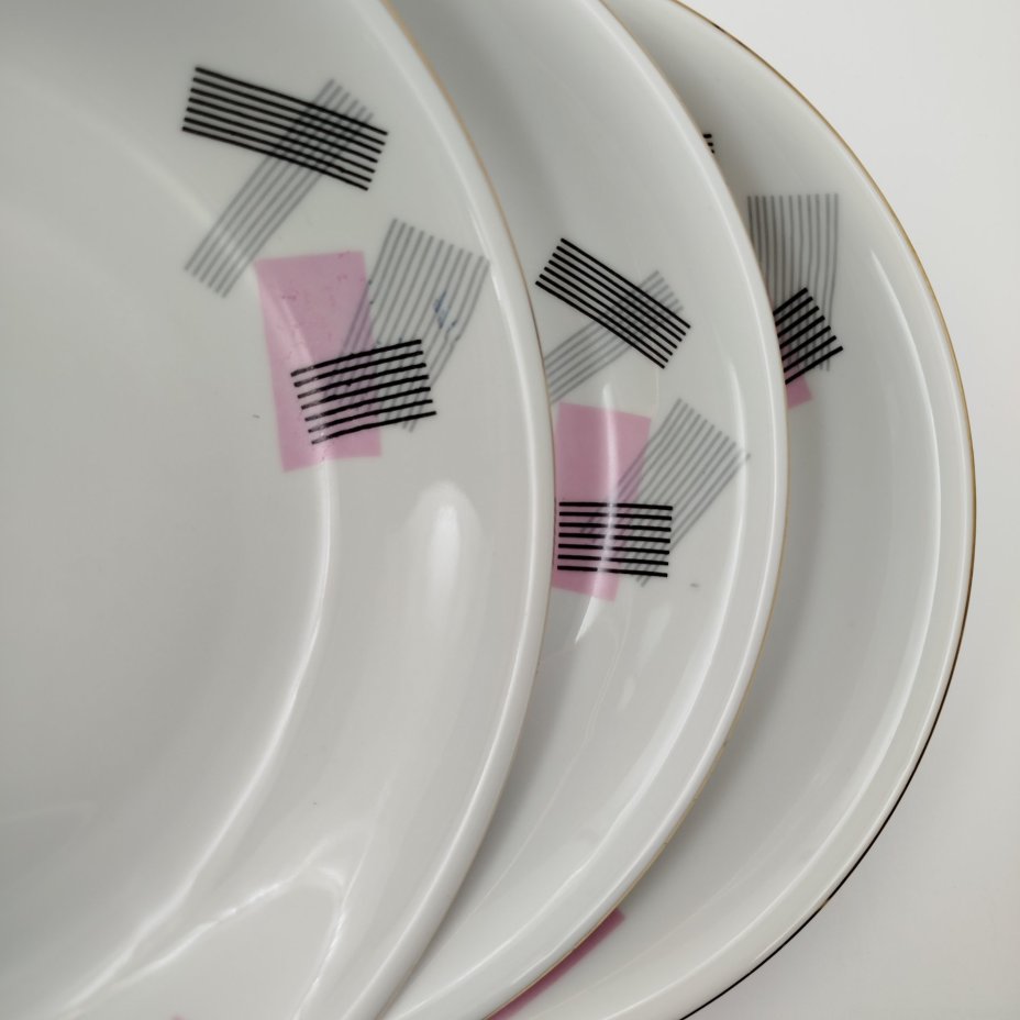 Набор из 6-ти суповых тарелок с геометрическим декором, Cornelia Loucky Carlsbad