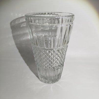 Ваза с рельефным геометрическим декором, хрусталь, пресс, СССР, 1970-1990 гг.