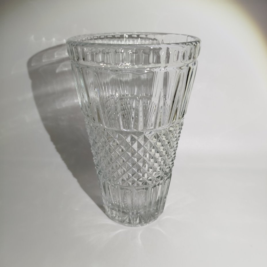 Ваза с рельефным геометрическим декором, хрусталь, пресс, СССР, 1970-1990 гг.