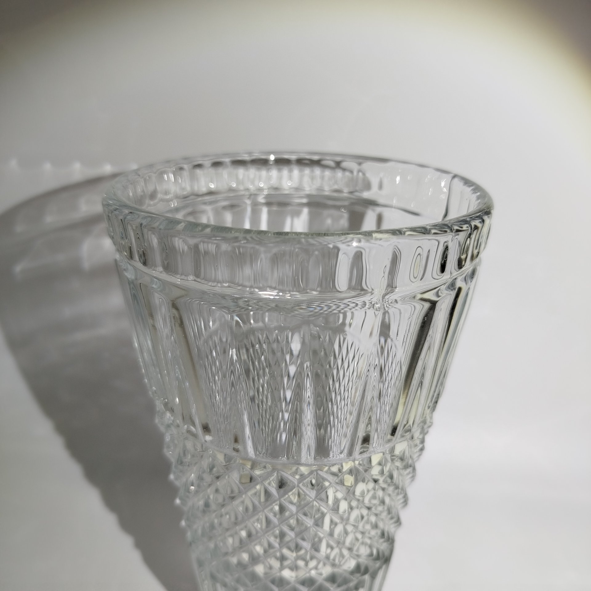 Ваза с рельефным геометрическим декором, хрусталь, пресс, СССР, 1970-1990 гг.