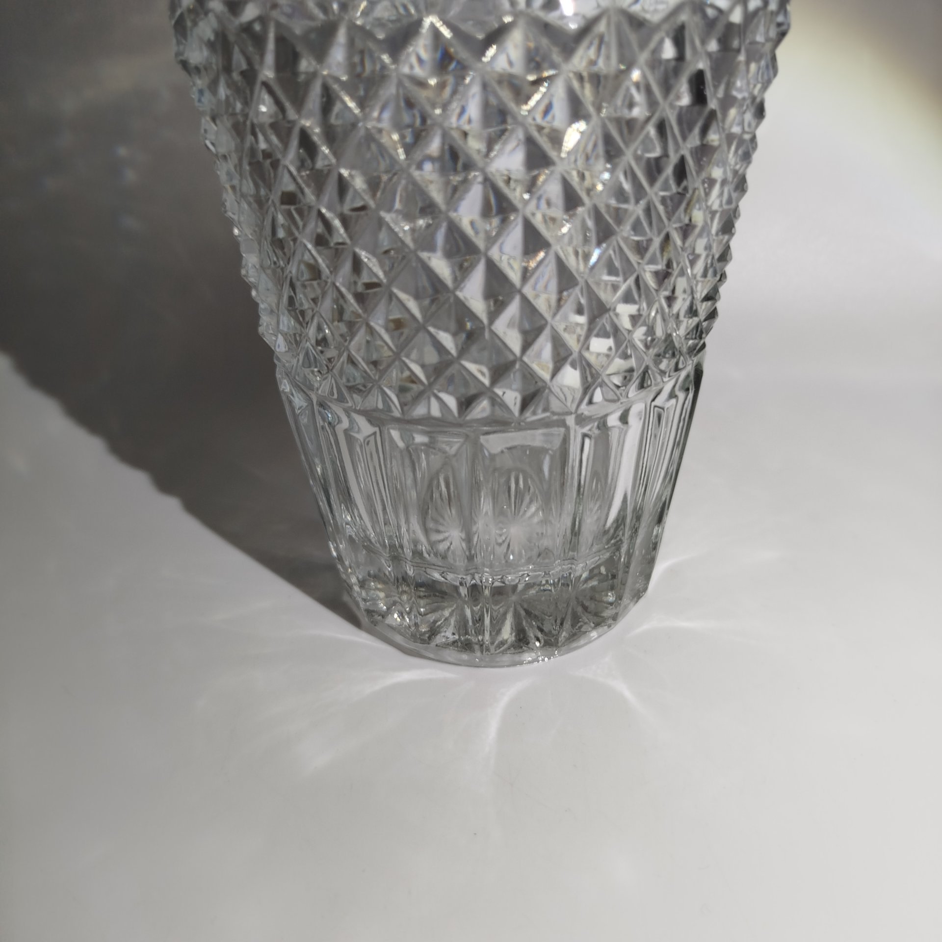 Ваза с рельефным геометрическим декором, хрусталь, пресс, СССР, 1970-1990 гг.