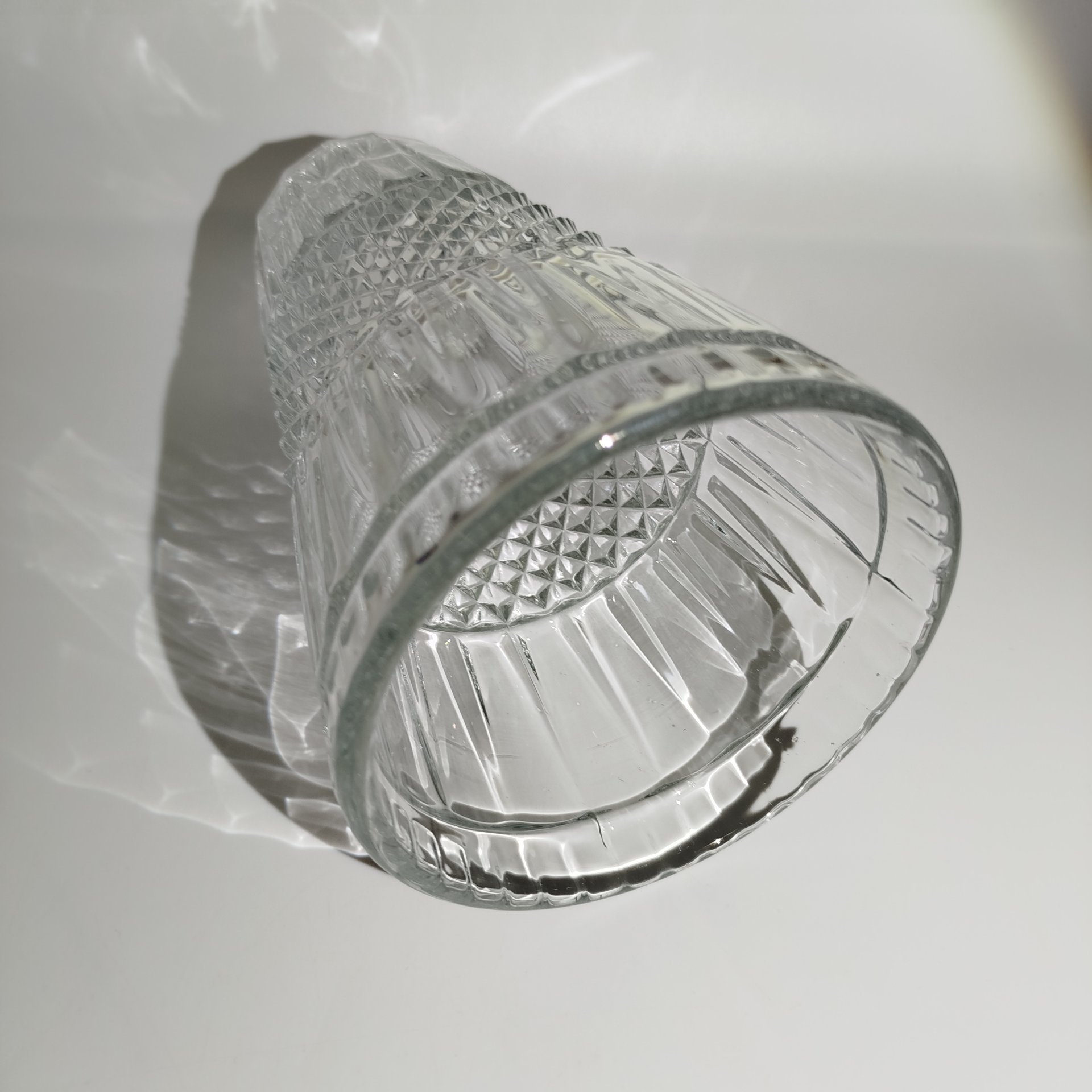 Ваза с рельефным геометрическим декором, хрусталь, пресс, СССР, 1970-1990 гг.