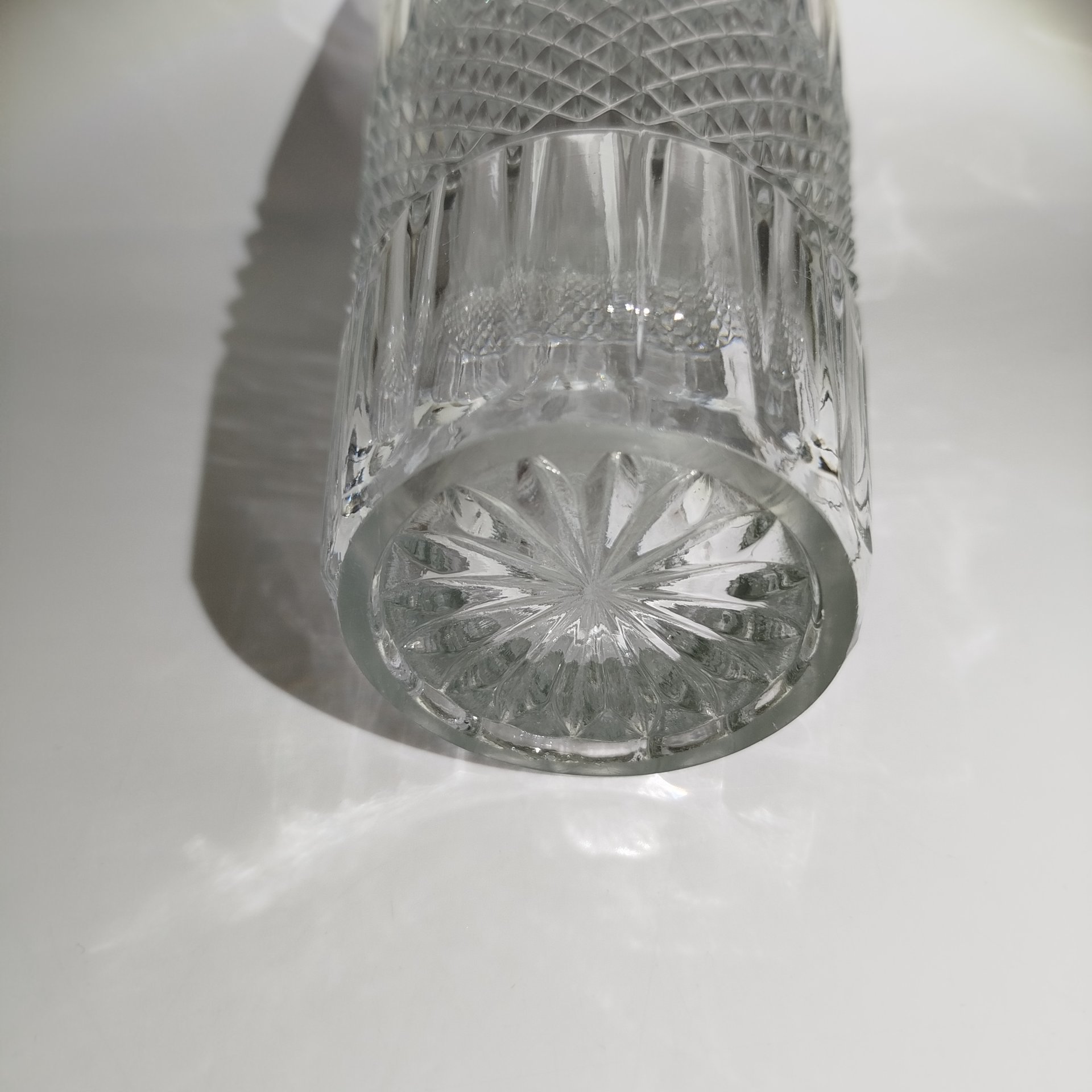 Ваза с рельефным геометрическим декором, хрусталь, пресс, СССР, 1970-1990 гг.