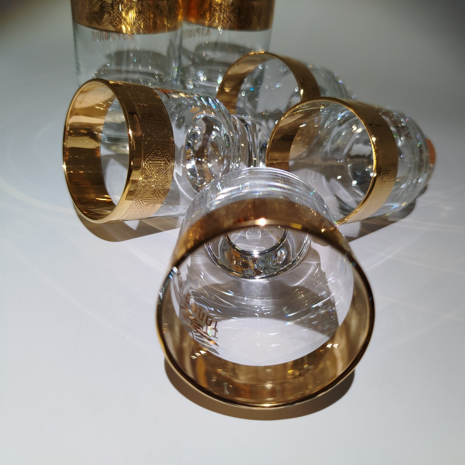 Набор стопок "Аэрофлот" на 6 персон, стекло, золочение, Bohemia Crystal (Bohemia Glass), Чехословакия, 1970-1990 гг.