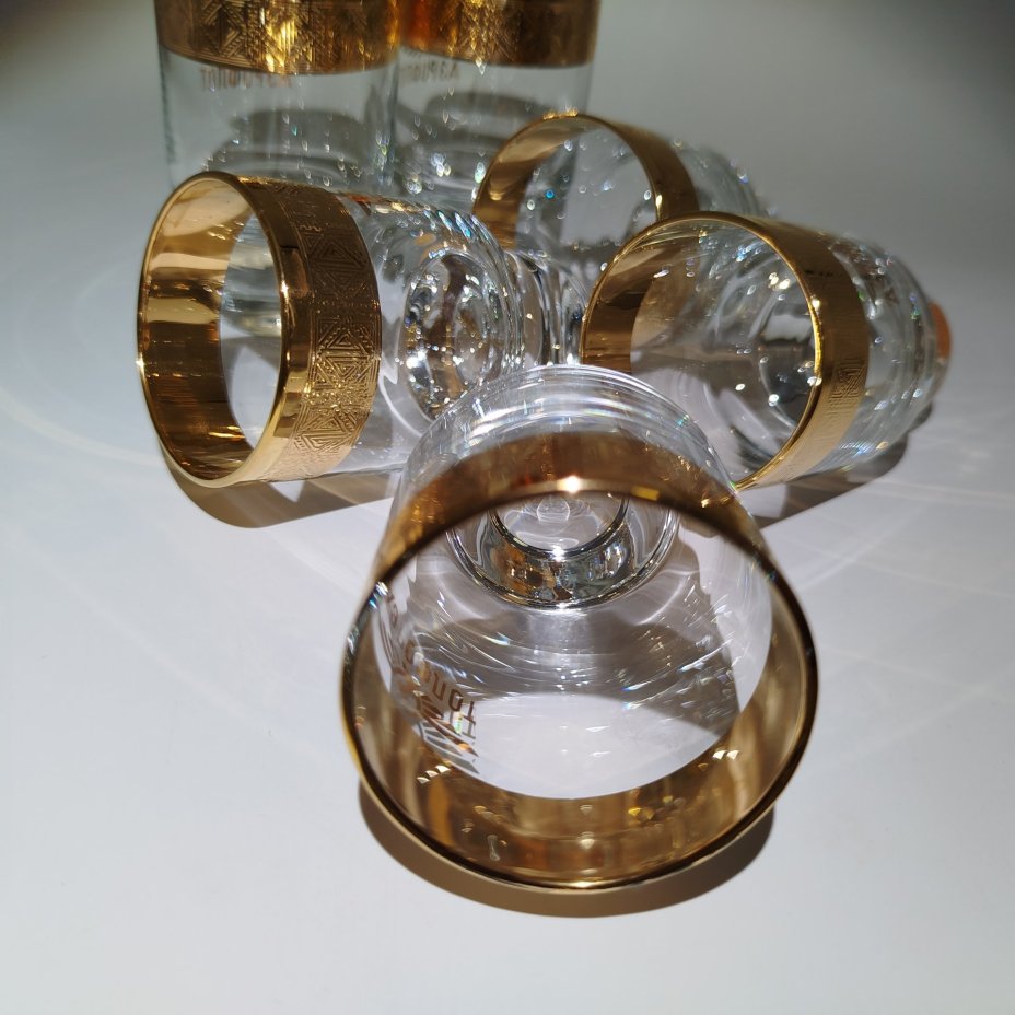 Набор стопок "Аэрофлот" на 6 персон, стекло, золочение, Bohemia Crystal (Bohemia Glass), Чехословакия, 1970-1990 гг.