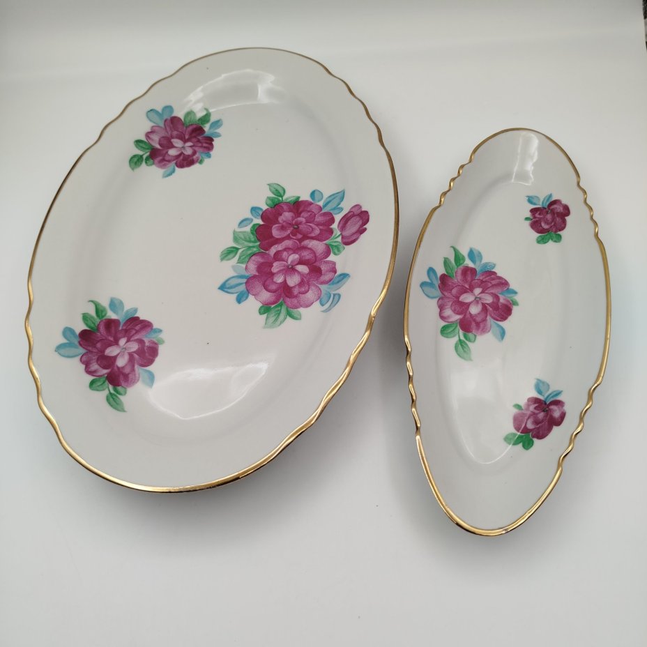 Супница с цветочным декором, фарфор, деколь, Дулевский фарфоровый завод (Дулёво), СССР, 1968-1991 гг.