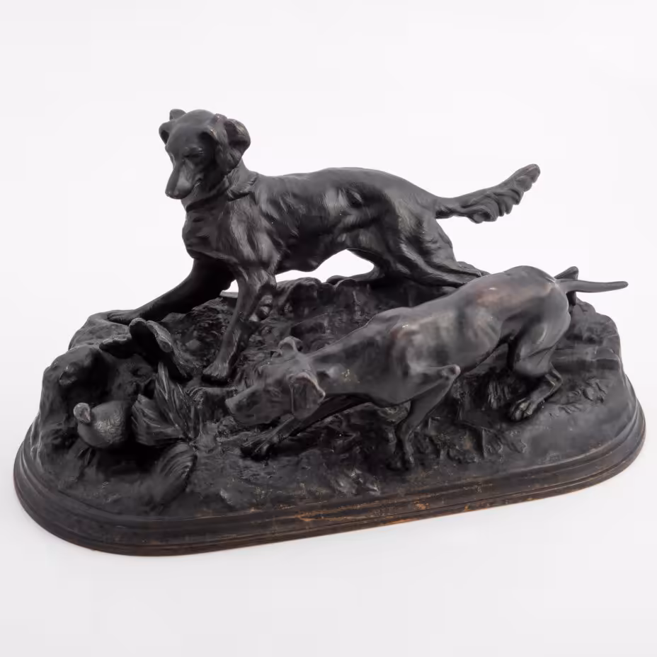 Скульптура "Охота на куропатку", (по модели 1848 г., автор П.Ж. Мен), мастер А.Тепляков, Каслинский завод архитектурно-художественного литья (Касли)