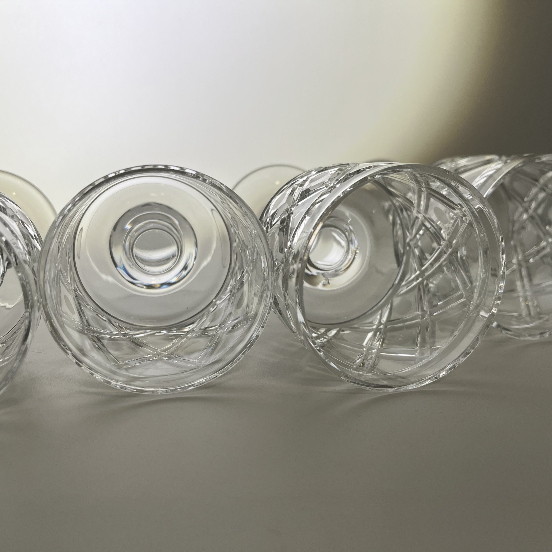 Набор рюмок из сервиза "Новогодний" на 6 персон, автор Л.О. Юрген, хрусталь, алмазная грань, Ленинградский завод художественного стекла (ЛЗХС), СССР, 1970-1980 гг.