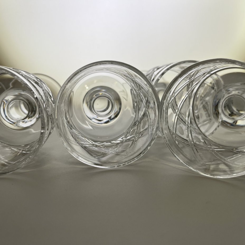 Набор рюмок из сервиза "Новогодний" на 6 персон, автор Л.О. Юрген, хрусталь, алмазная грань, Ленинградский завод художественного стекла (ЛЗХС), СССР, 1970-1980 гг.