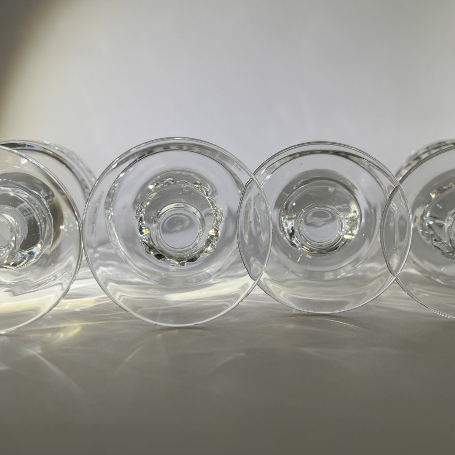 Набор рюмок из сервиза "Новогодний" на 6 персон, автор Л.О. Юрген, хрусталь, алмазная грань, Ленинградский завод художественного стекла (ЛЗХС), СССР, 1970-1980 гг.