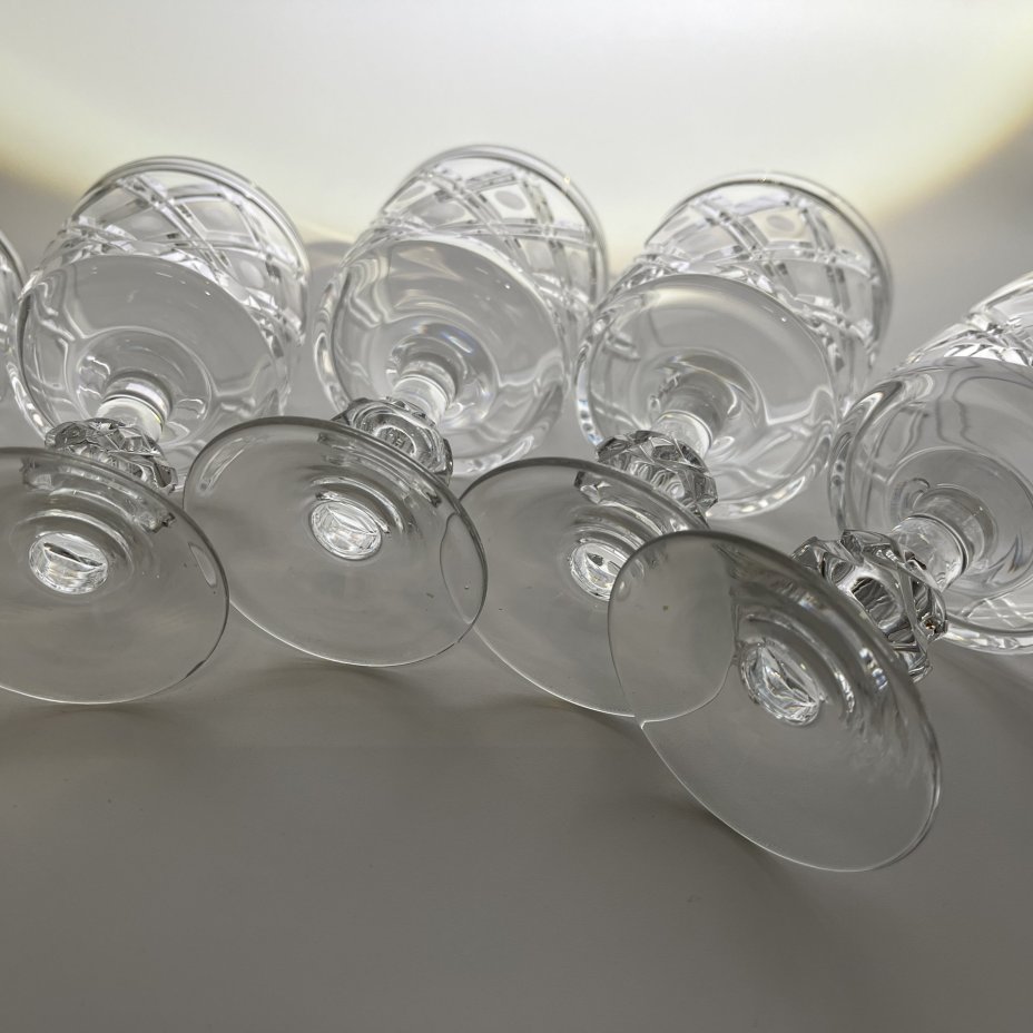 Набор рюмок из сервиза "Новогодний" на 6 персон, автор Л.О. Юрген, хрусталь, алмазная грань, Ленинградский завод художественного стекла (ЛЗХС), СССР, 1970-1980 гг.