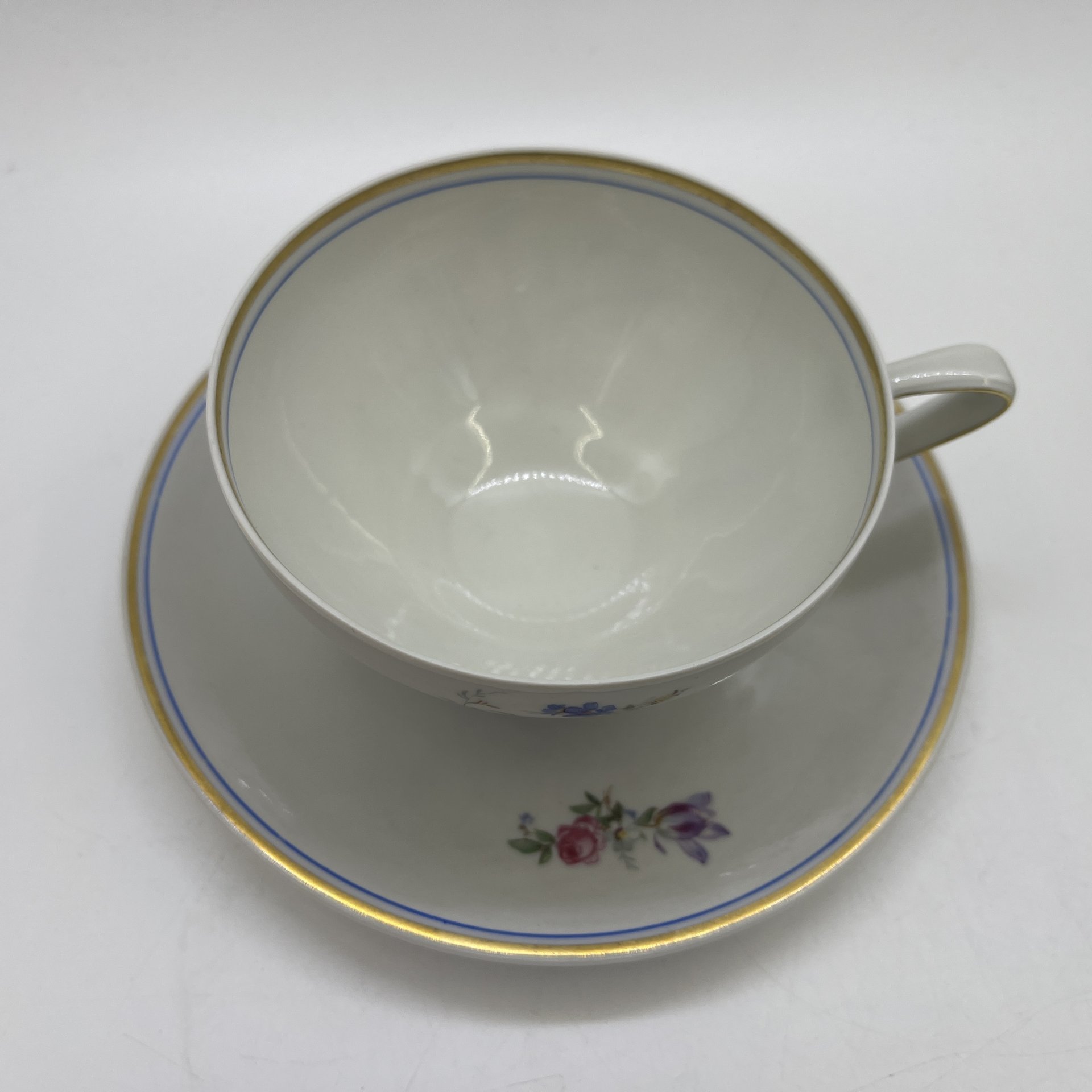 Чайная пара с цветочным декором, фарфор, деколь, золочение, Reichenbach (Райхенбах), Германия, 1949-1969 гг.