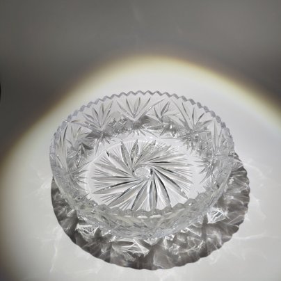 Салатник с резным декором, хрусталь, гранение, СССР, 1970-1980 гг.