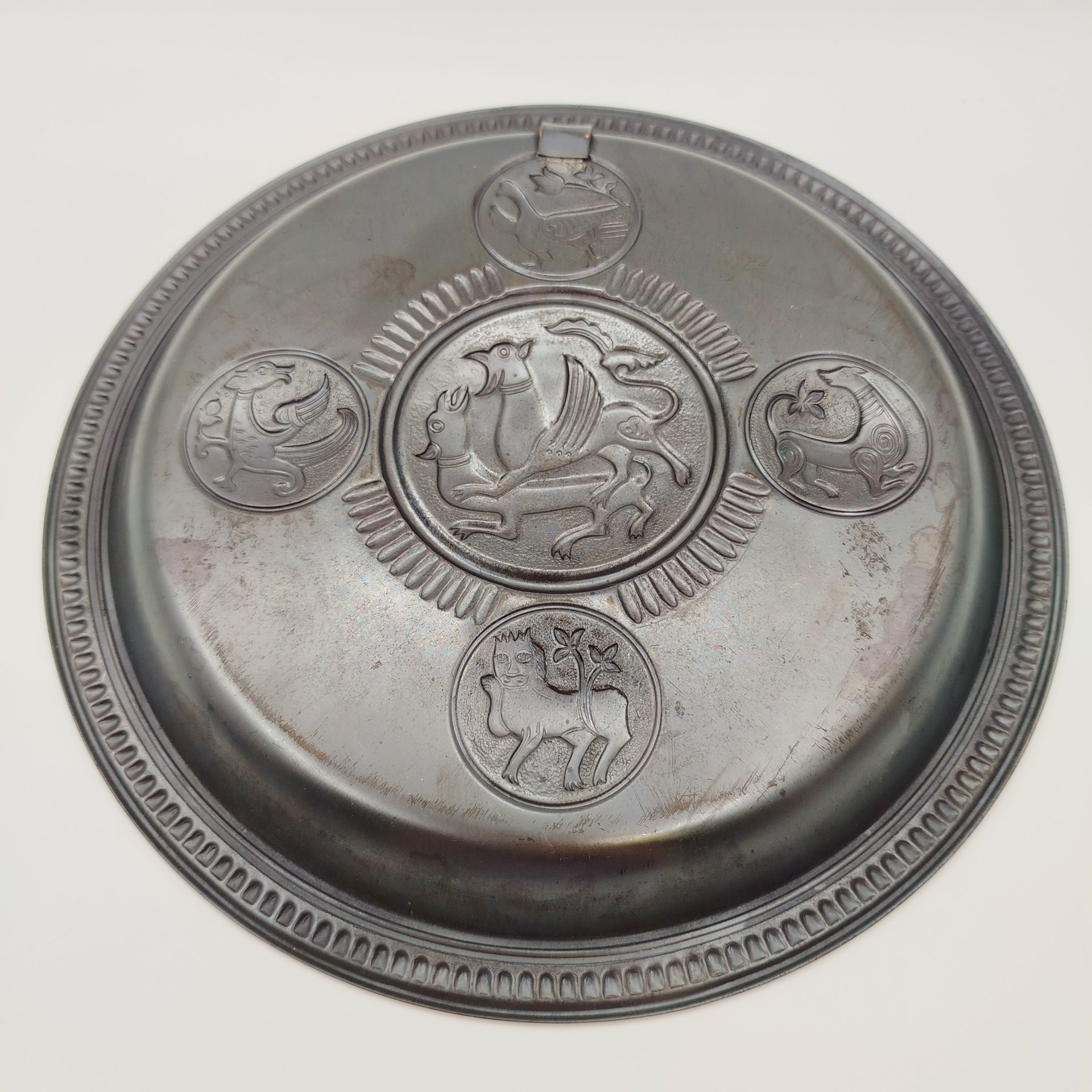 Тарелка настенная декоративная, медь, чернение, Кольчугинский завод цветных металлов, СССР, 1970-1990 гг.