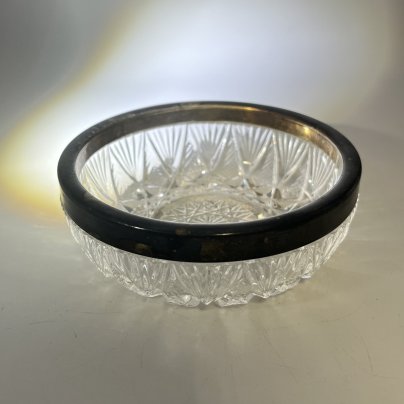 Розетка с металлическим ободком, стекло, металл, СССР, 1970-1990 гг.