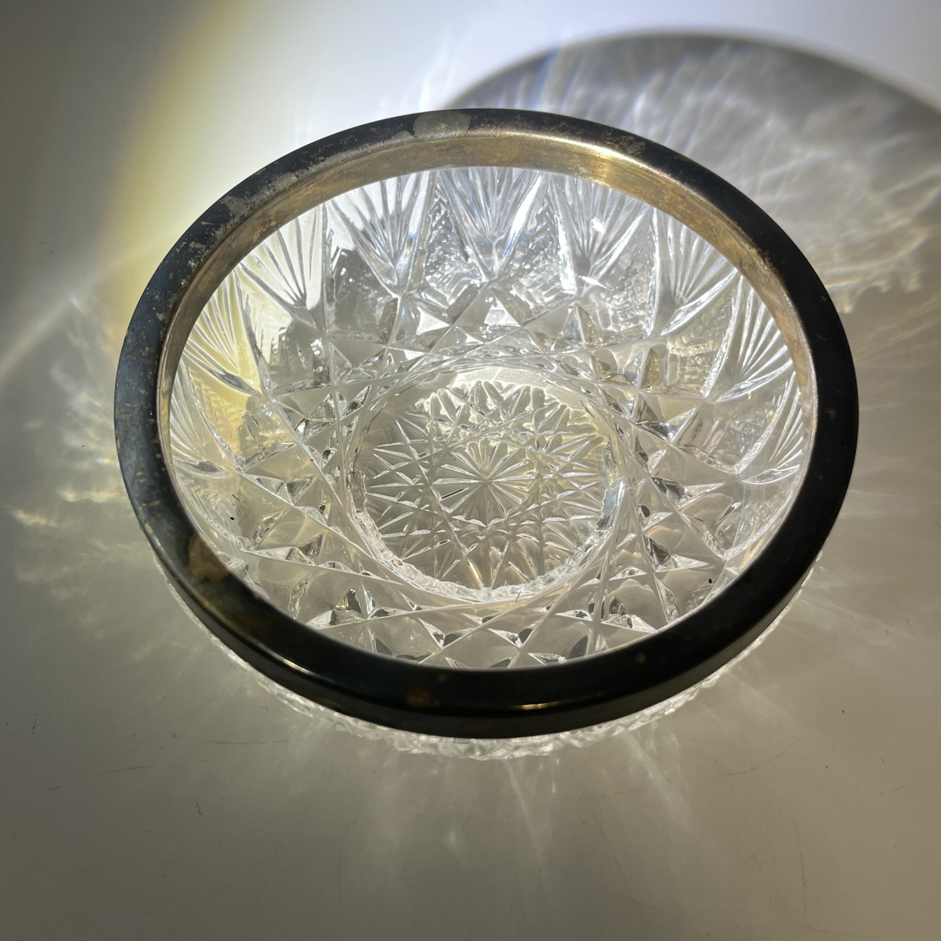 Розетка с металлическим ободком, стекло, металл, СССР, 1970-1990 гг.