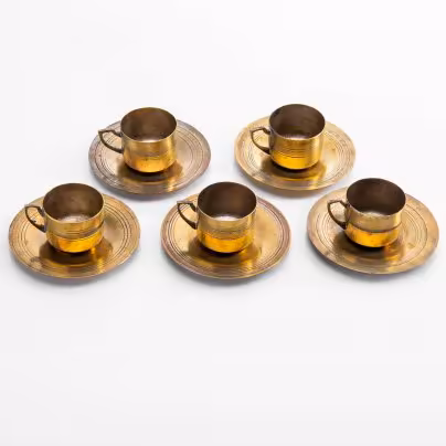Набор из 5 кофейных пар, латунь, Индия, 1970-1990 гг