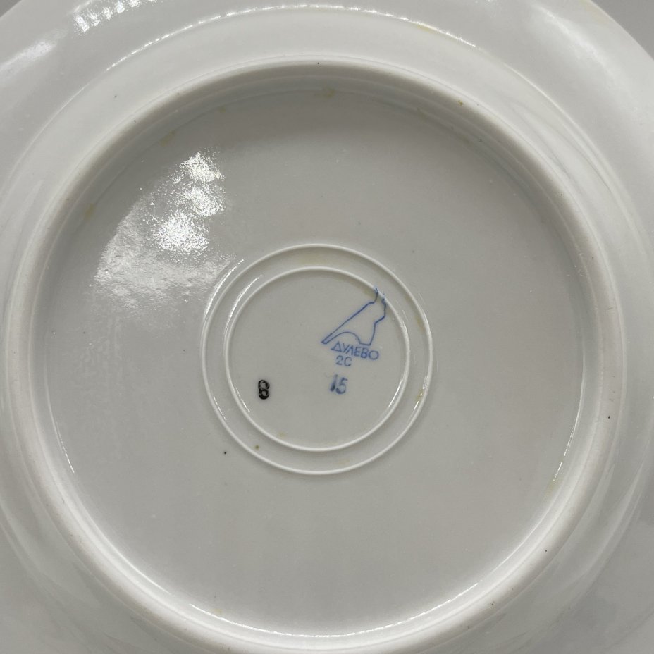 Набор из 3 тарелок с декором "Роза", фарфор, деколь, золочение, Дулевский фарфоровый завод (Дулёво), СССР, 1970-1980 гг.