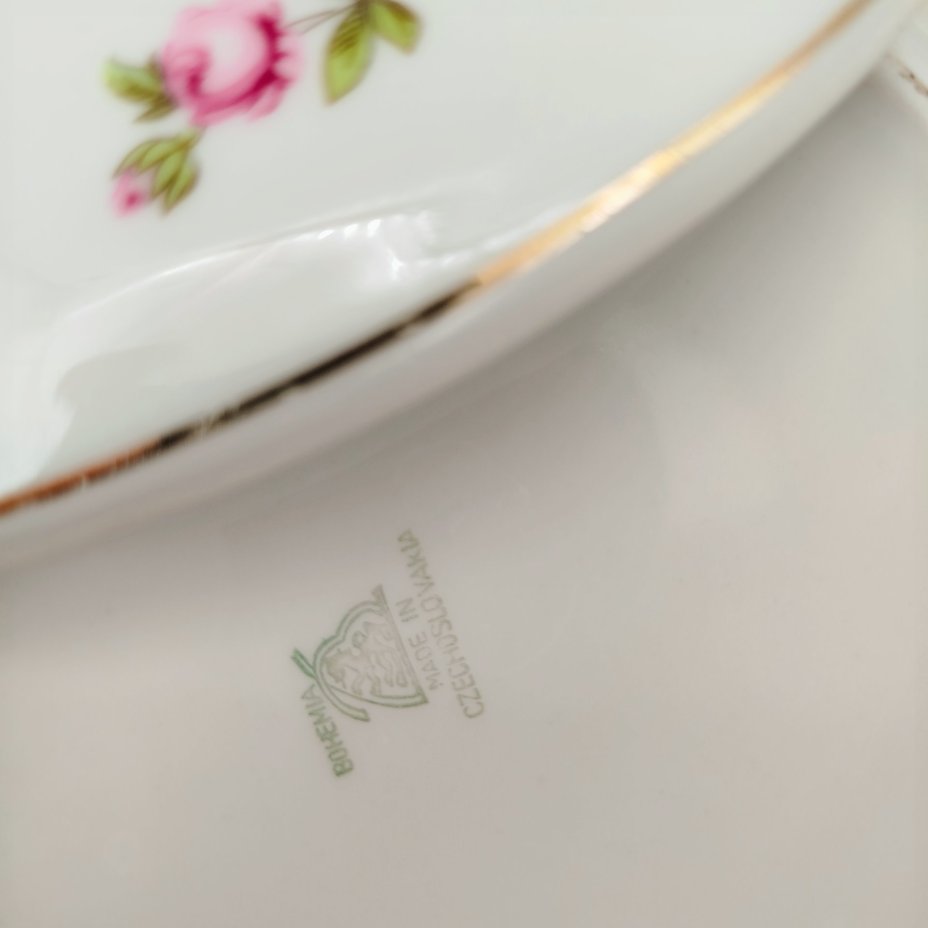 Супница с цветочным декором, фарфор, деколь, золочение, Bohemia (Neurohlau), Чехословакия, 1970-1990 гг., Bohemia (Neurohlau)