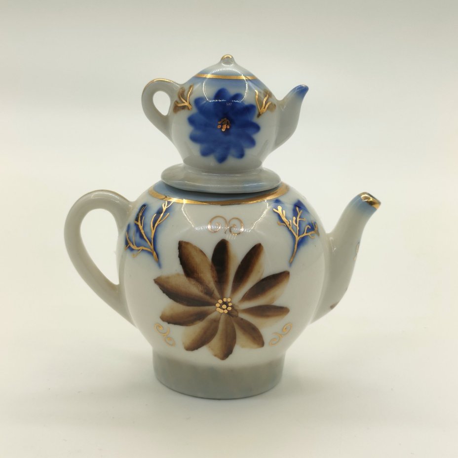 Чайник миниатюрный с цветочным декором (Олимпиада-80), Кисловодская фабрика сувениров