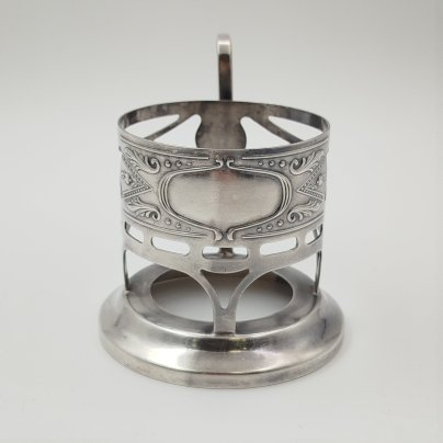 Подстаканник в стиле Модерн, мНЦ (медь-никель-цинк), Киевский завод столовых приборов и посуды им. Дзержинского (ЗiД, ЗиД), СССР, 1950-1962 гг.