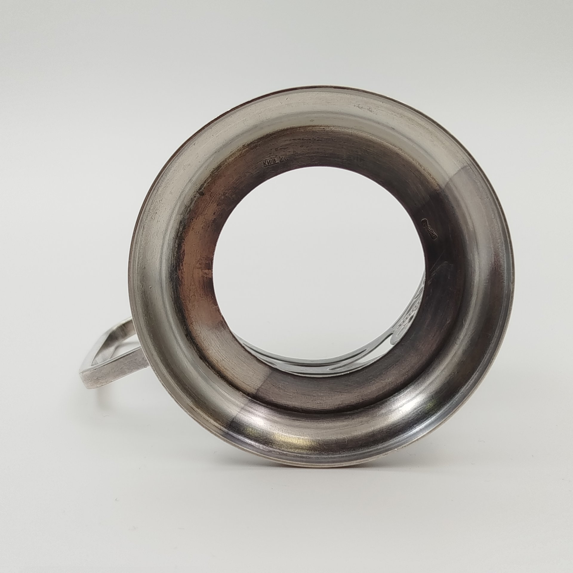 Подстаканник в стиле Модерн, мНЦ (медь-никель-цинк), Киевский завод столовых приборов и посуды им. Дзержинского (ЗiД, ЗиД), СССР, 1950-1962 гг.