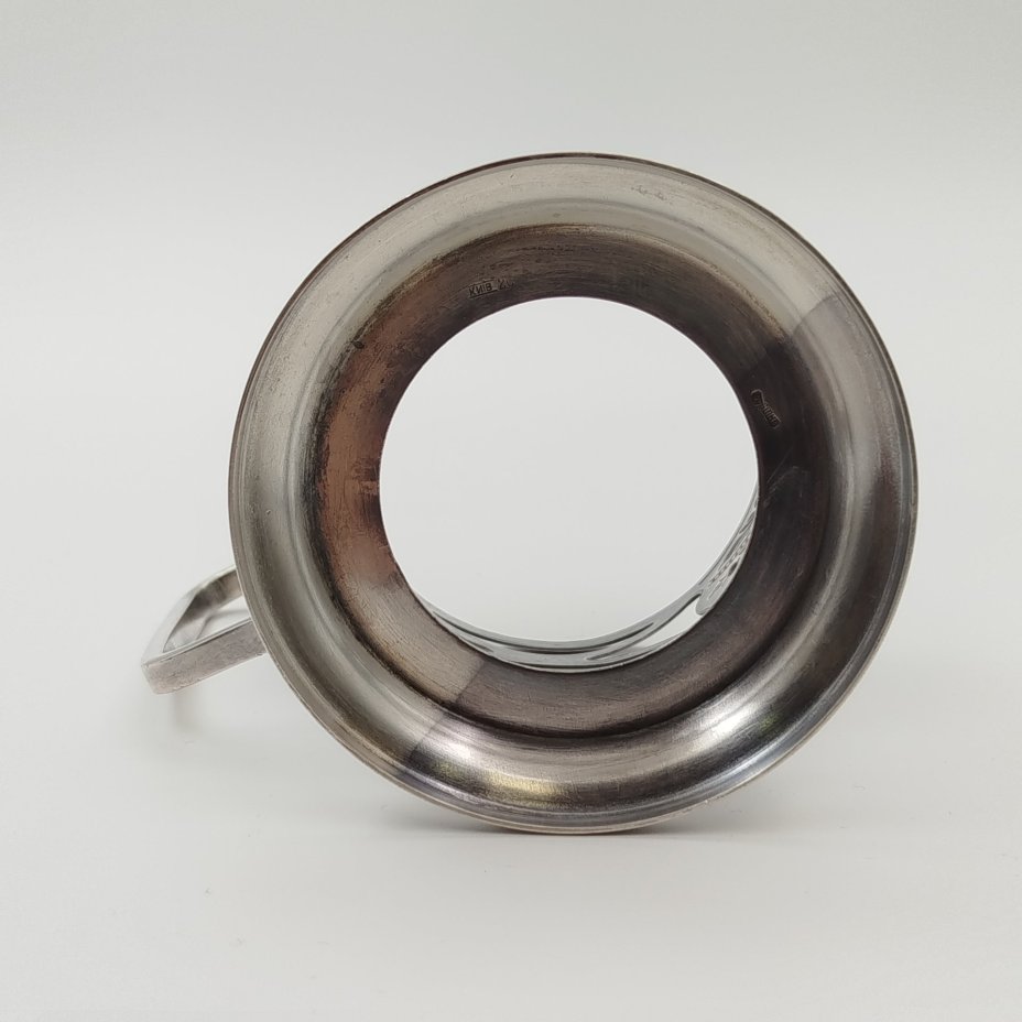 Подстаканник в стиле Модерн, мНЦ (медь-никель-цинк), Киевский завод столовых приборов и посуды им. Дзержинского (ЗiД, ЗиД), СССР, 1950-1962 гг.