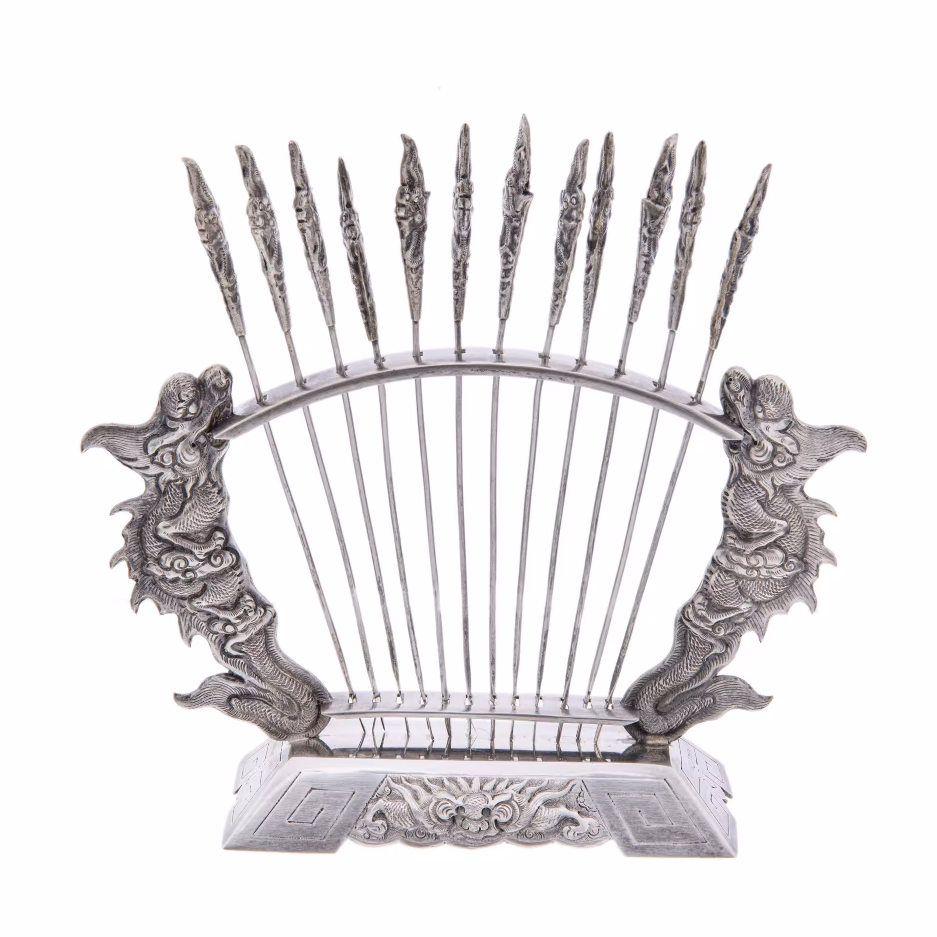 Набор для канапе "Драконы", серебро, Вьетнам, 1950-1960 гг.