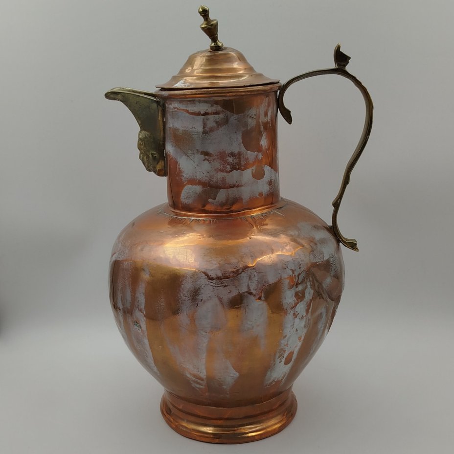 Кувшин с крышкой, медь, латунь, лужение оловом, Западная Европа, 1940-1960 гг.
