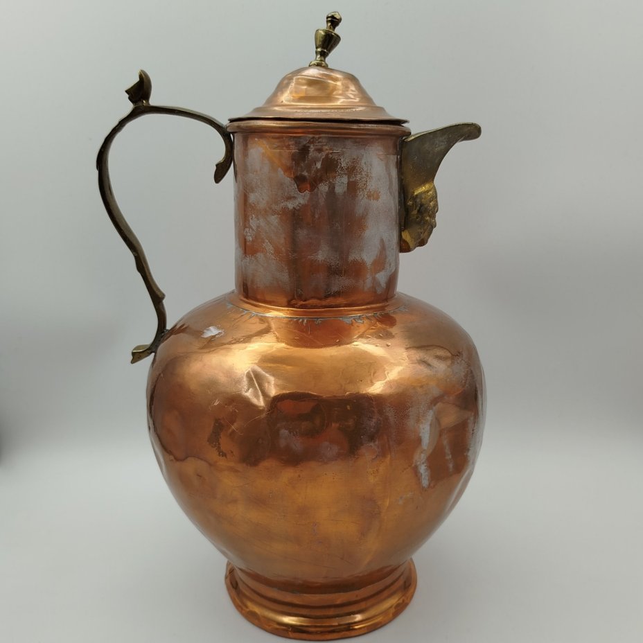 Кувшин с крышкой, медь, латунь, лужение оловом, Западная Европа, 1940-1960 гг.