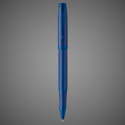 Ручка роллер Parker IM Monochrome Blue, стержень:F, цвет чернил: black, в подарочной упаковке., Лаки и смолы: лак, латунь