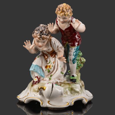 Статуэтка "Дети разбили вазу", MS Spain,, фарфор, роспись, золочение, Испания, 1980-2000 гг.